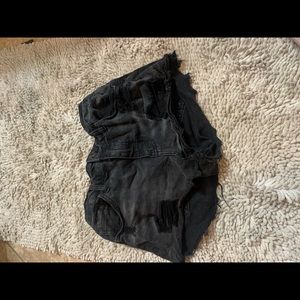 black jean shorts